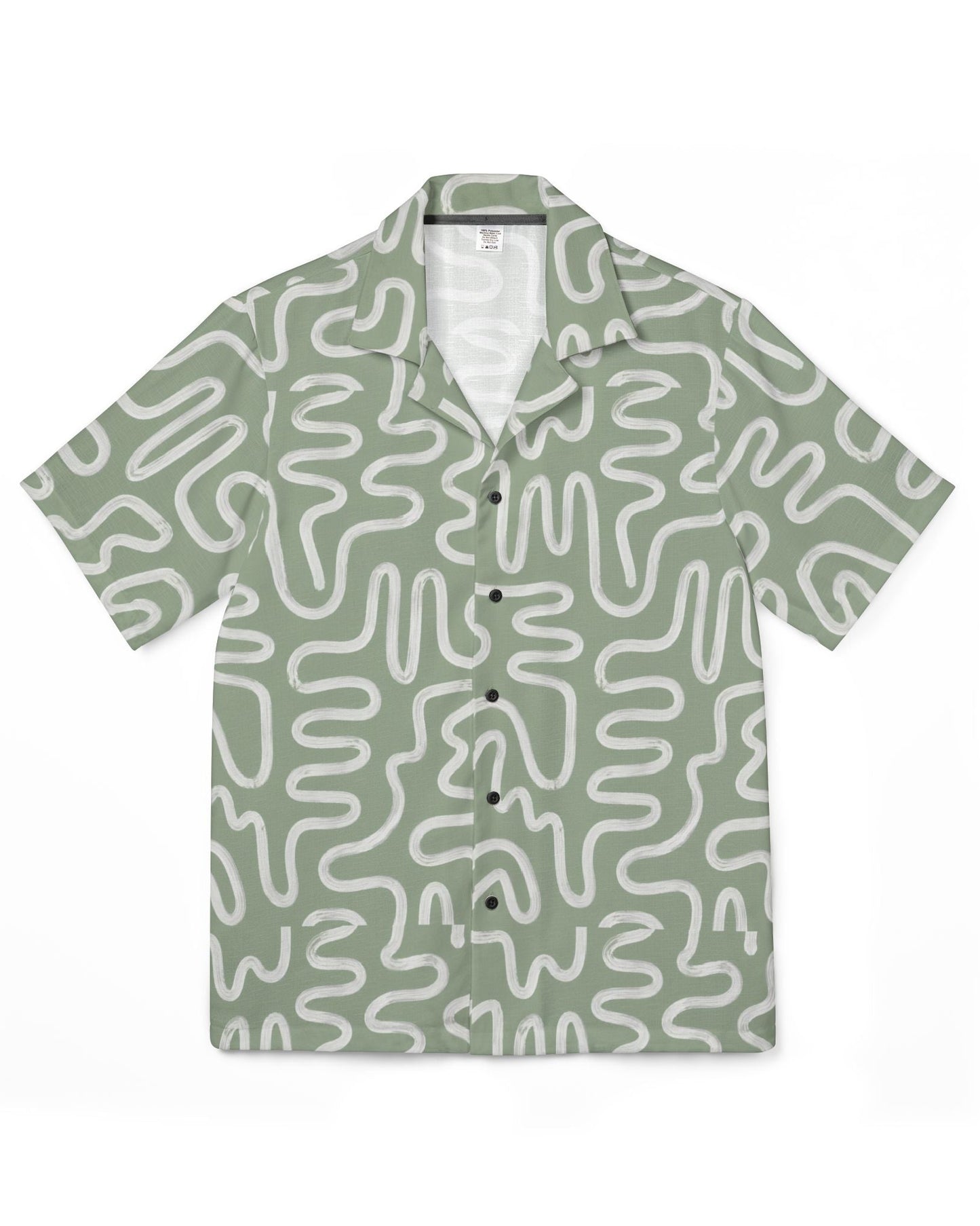 Green shirt with white abstract pattern on a white background