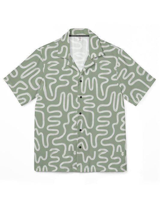 Green shirt with white abstract pattern on a white background