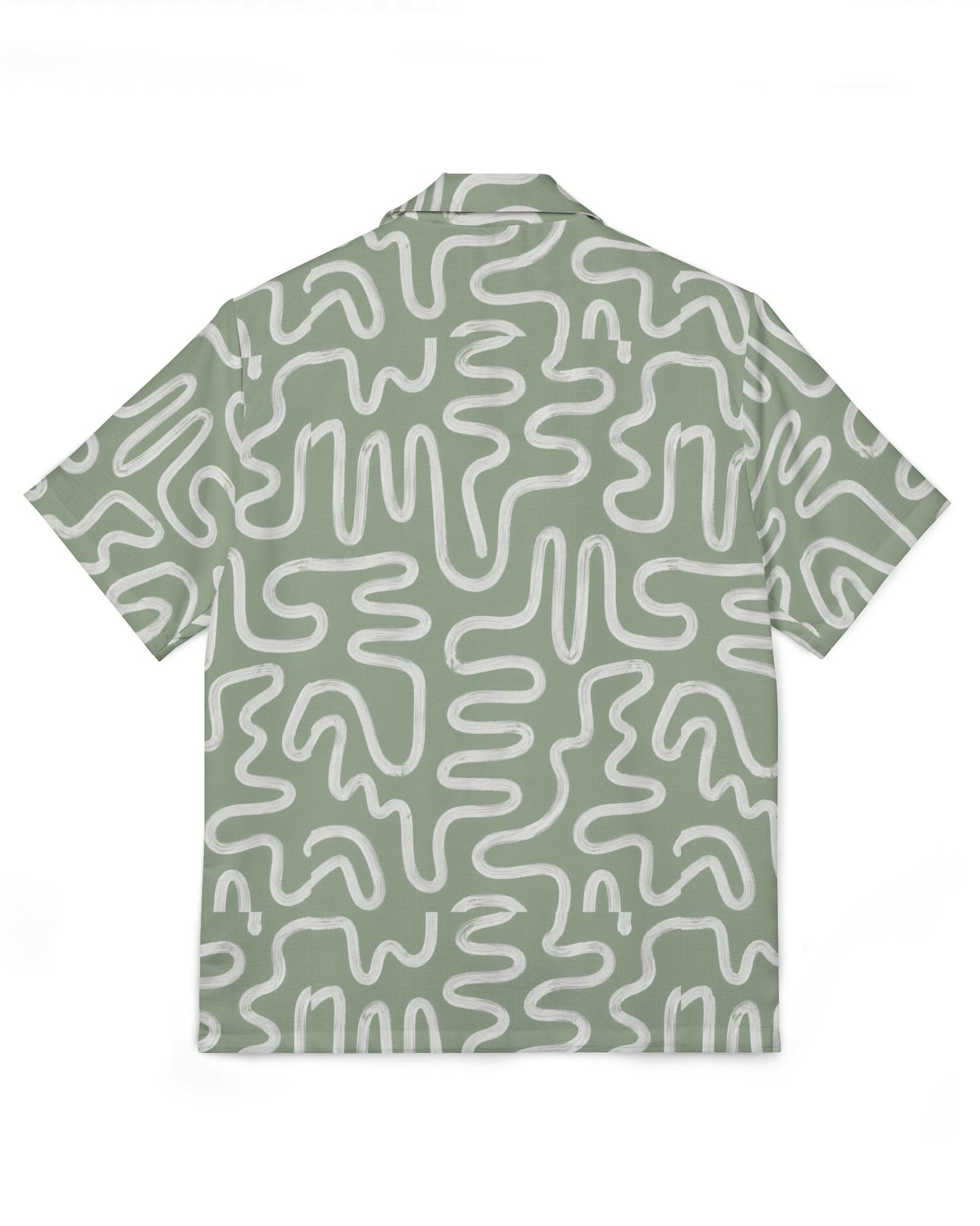 Green shirt with white abstract pattern on a white background