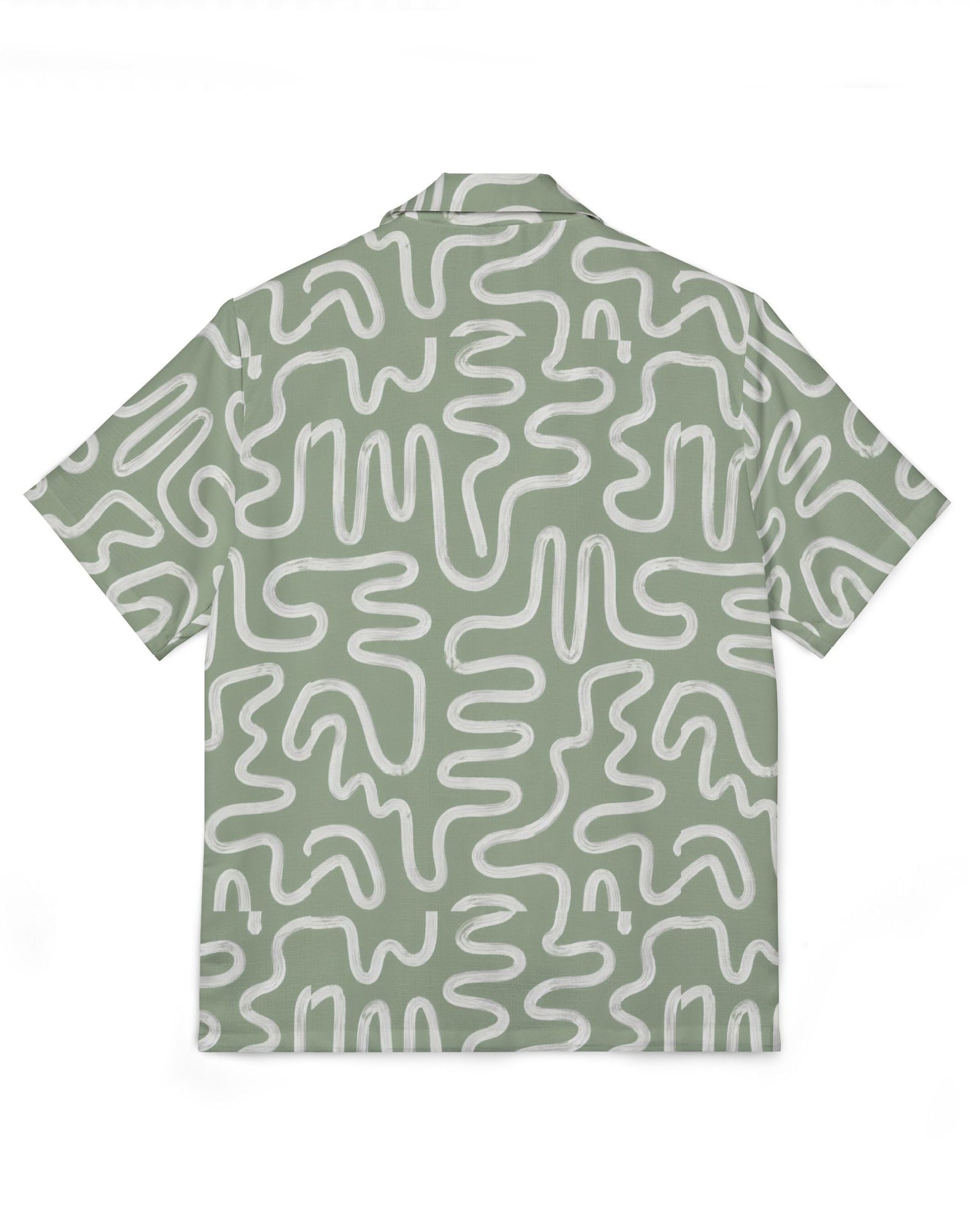 Green shirt with white abstract pattern on a white background