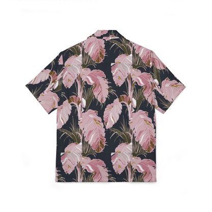 Pink Palm Leaf Hawaiian Camp Shirt — Tropical Floral AOP Button-Up