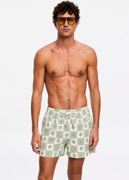 Men's Coastal Cottage Swim Shorts – Sage & White