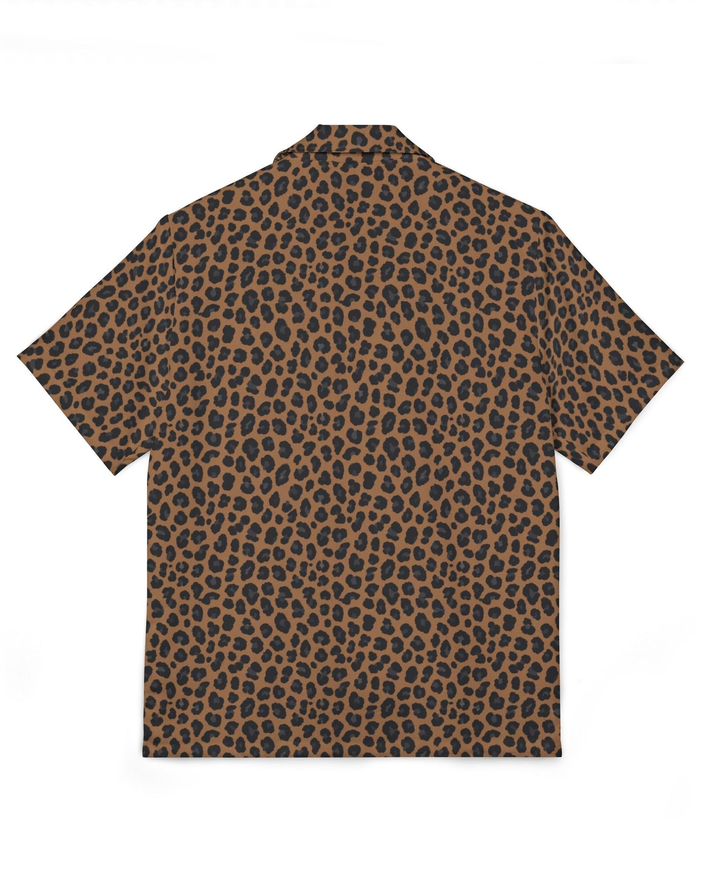 Black shirt with gold and purple pattern on a white background