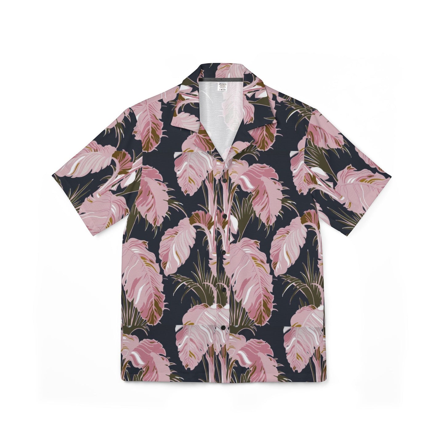 Pink Palm Leaf Hawaiian Camp Shirt — Tropical Floral AOP Button-Up