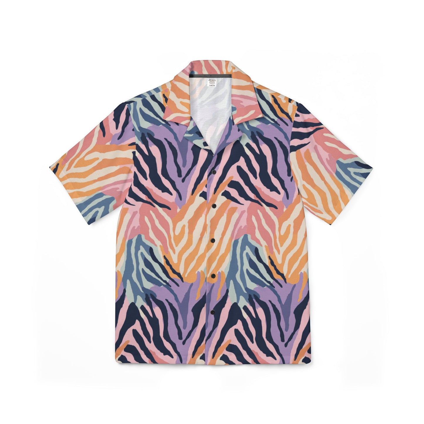 Men's Pastel Zebra Print Hawaiian Shirt — Short Sleeve Camp Shirt