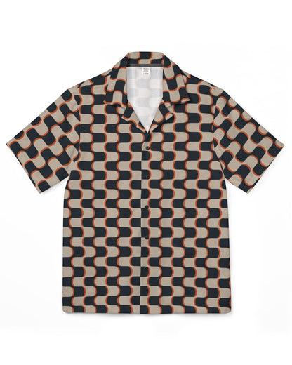 Short-sleeve shirt with skull pattern on a white background