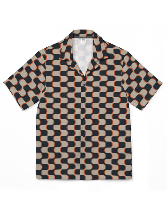 Short-sleeve shirt with skull pattern on a white background