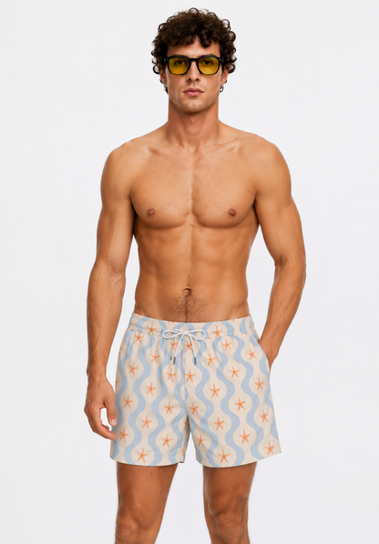 Men's Seaside Starfish Swim Shorts – Sky Blue