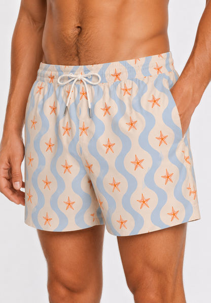 Men's Seaside Starfish Swim Shorts – Sky Blue