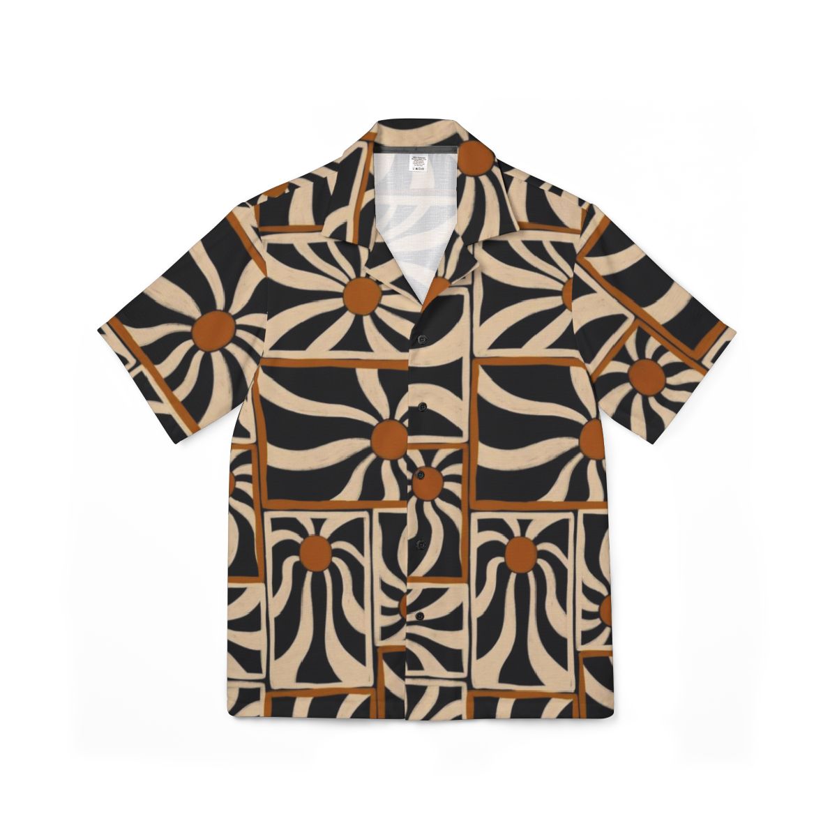 Short-sleeve shirt with a geometric pattern on a white background