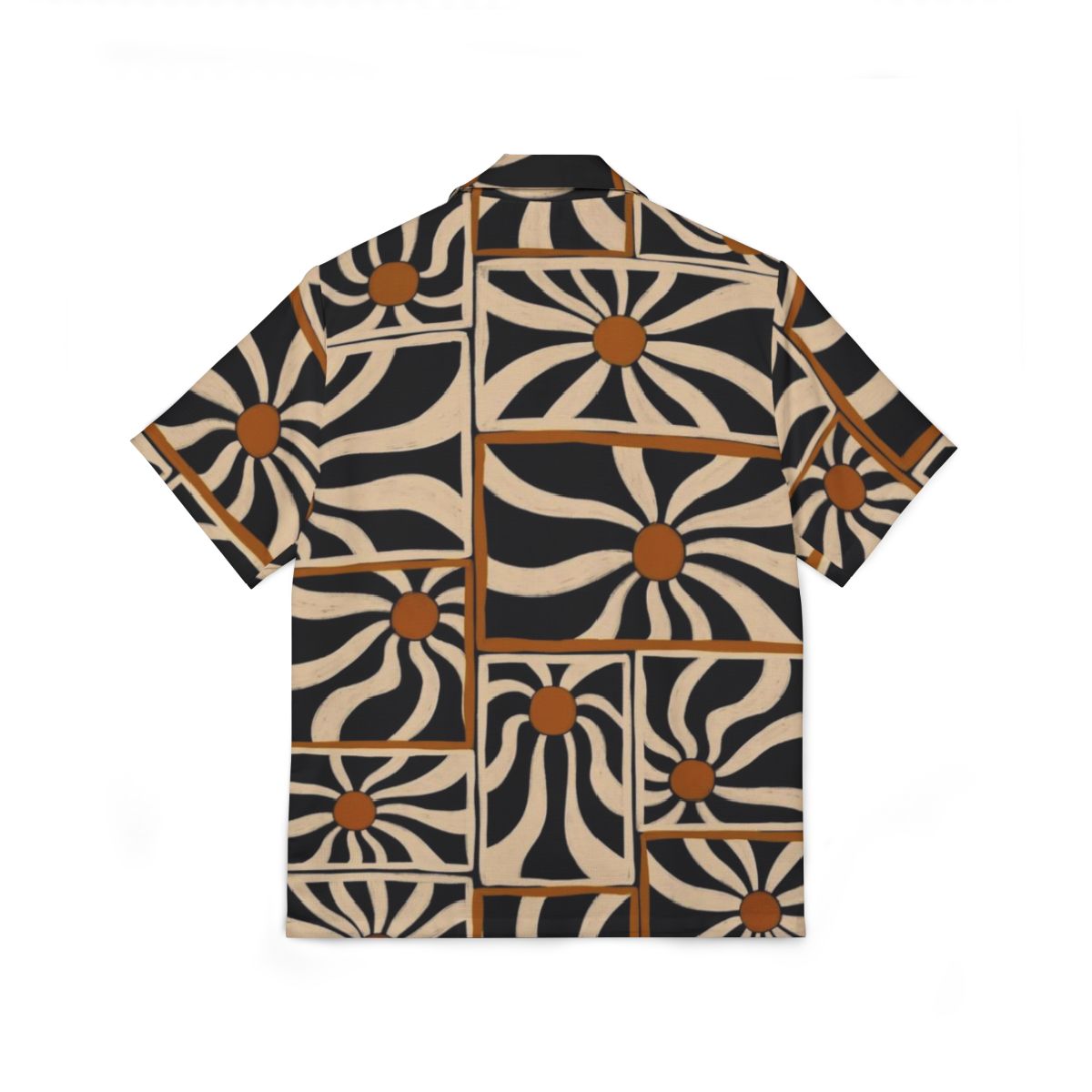Short-sleeve shirt with a geometric pattern on a white background