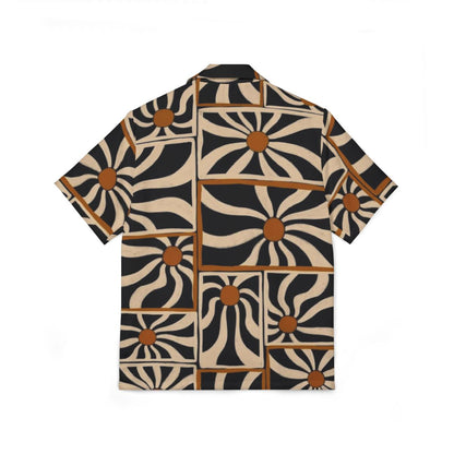 Short-sleeve shirt with a geometric pattern on a white background