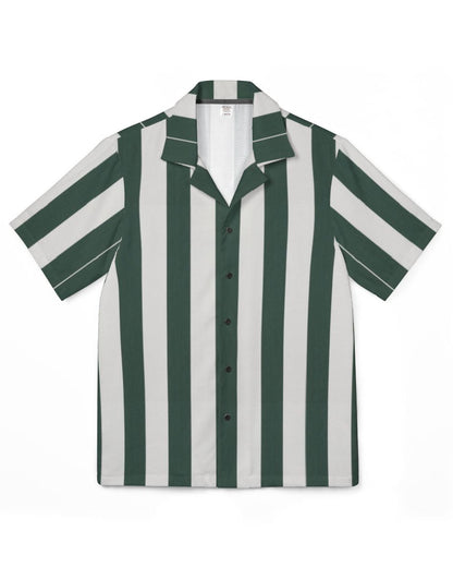 Green and white striped shirt on a white background