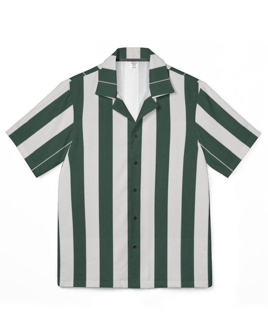 Green and white striped shirt on a white background